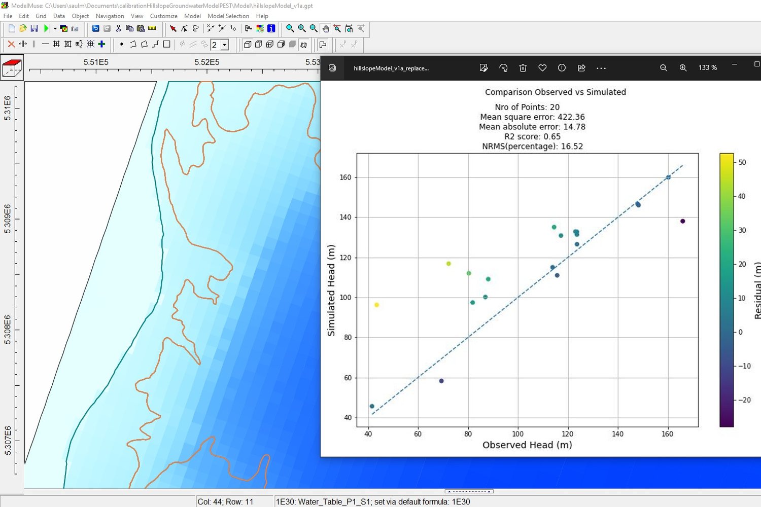 Calibration of Hillslope Groundwater MODFLOW 6 Model with Model Muse and Pest